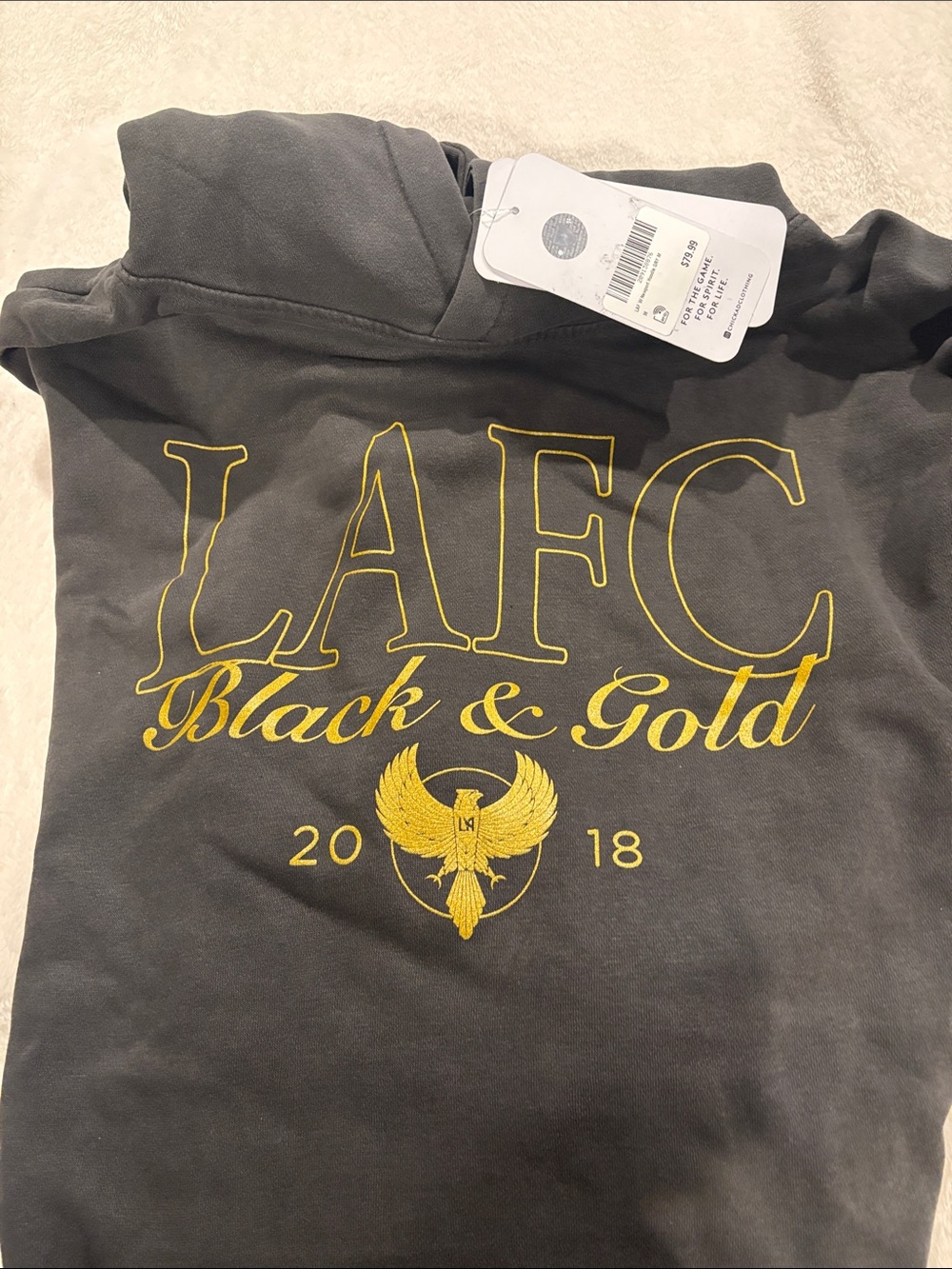 Women’s medium LAFC Black & Gold Hoodie - Black with Gold Print